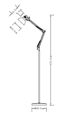 Decorațiunea Artemia este un lustru de podea gri, cu un braț metalic lung, cu diametrul de 16,5 cm, la 2300.