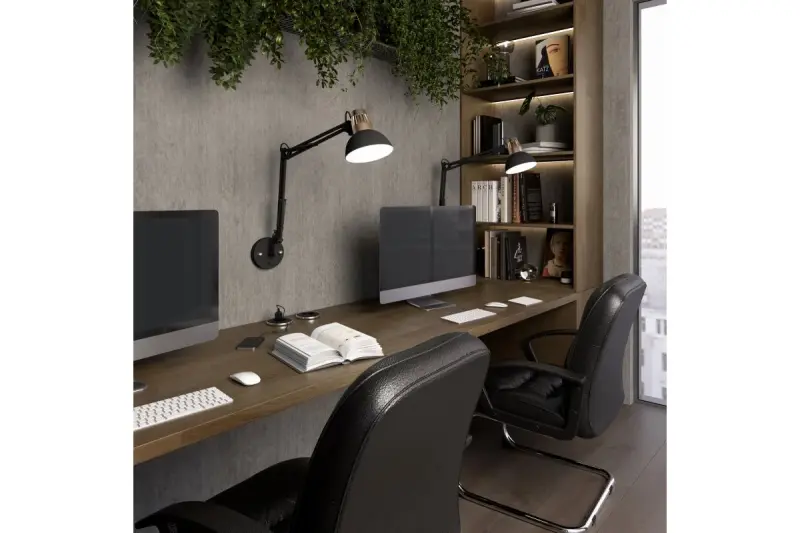 Decorațiunea Artemia este o lampă de perete neagră cu braț metalic și interior alb, cu un diametru de 16,5 cm. Numărul de referință este 2270.