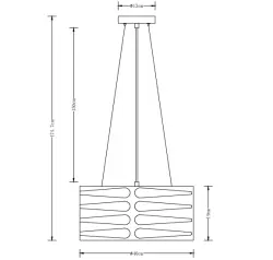 Decorul lămpii suspendate negre Marisa cu spații orizontale conice, cu un maxim de 3 surse de lumină, diametru de 40 cm, 2584.