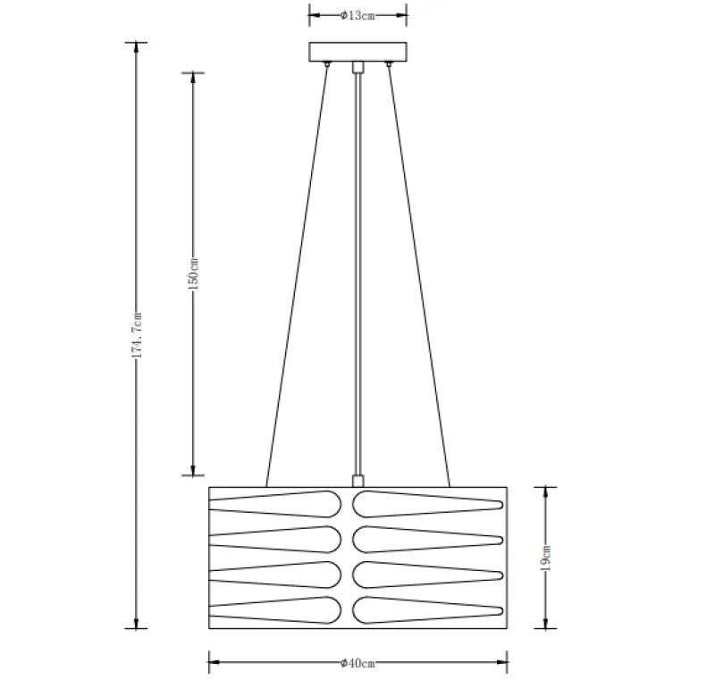 Decorul lămpii suspendate negre Marisa cu spații orizontale conice, cu un maxim de 3 surse de lumină, diametru de 40 cm, 2584.