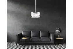 Decorațiunea lămpii suspendate Marisa albă cu spații orizontale conice de max. 3 surse de lumină, diametru 40 cm, 2782.