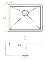 Aquadesign Sinks chiuvetă din oțel inoxidabil aurit, culoare aurie PVD gold 50x40, montaj subblat, suprafață plană și montaj deasupra blatului 1208957698.