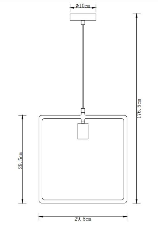 Decorul suspendat cu un singur punct, patrat, de culoare gri, modelul Lija 2836.