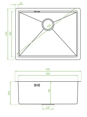 Chiuveta Aquadesign Sinks din cupru cuvasă din oțel inoxidabil de culoare cupru PVD 50x40, montaj subblat, montaj suprapus și montaj pe blat 1208957700.