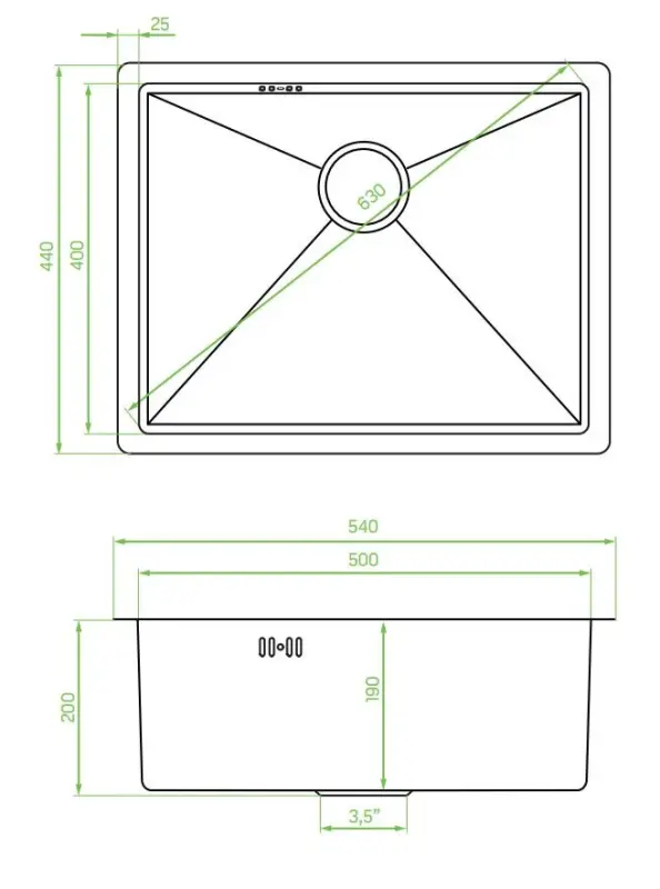 Aquadesign Sinks chiuvetă din oțel inoxidabil gun metal, culoare antracit PVD 50x40 montaj sub blat, semiincastrată și suprapusă 1208957702.