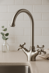 AquaTrimo Windsor robinet clasic de bucătărie nostalgic cu duză rotundă oțel inoxidabil 21WS7652NM