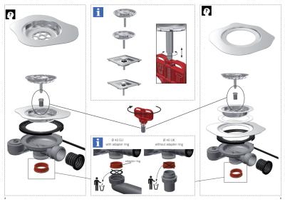 Franke Sifon pentru chiuvete cu scurgere integrată (turbo) cu golire automată și buton din oțel inoxidabil 1208957709