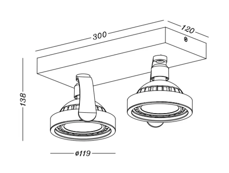 Decor Wally lampa de tavan sau de perete, alb, cu cap mobil, 2 surse de lumină, 4373