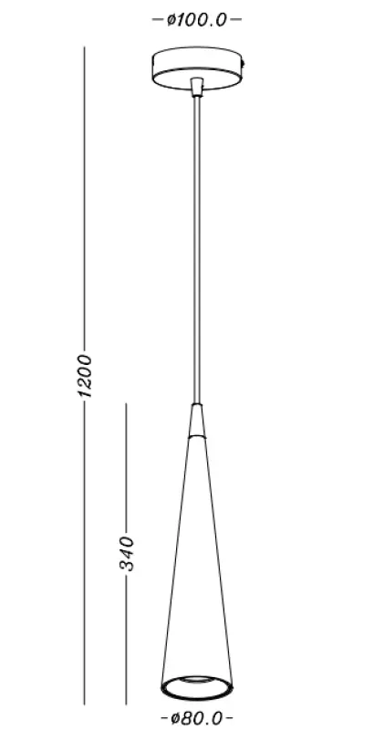 Decorul lămpii suspendate conice Evi din aluminiu negru 4410.