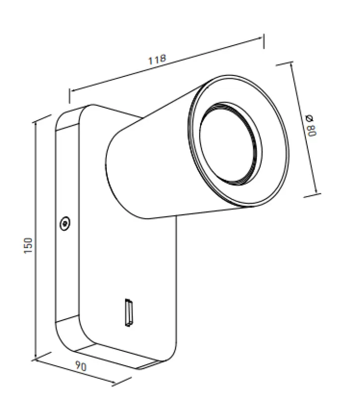 Decor Elli lampă de perete neagră modernă cu întrerupător și 1 sursă de lumină 4533
