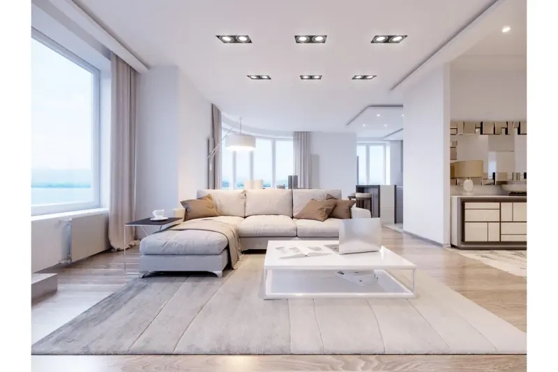 Decorațiunile pentru tavan de tip Milo, negre și fără ramă, cu două surse de lumină, 4755.