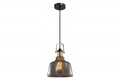 Decor Muscari II este o lustră suspendată neagră din sticlă fumurie într-o finisare metalică, cu un suport din alamă (lamphouder) 3688.