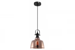 Decorațiunea Muscari II, lustră suspendată neagră cu abajur de culoare cupru într-o finisare metalică și suport de lampă negru, 3930.