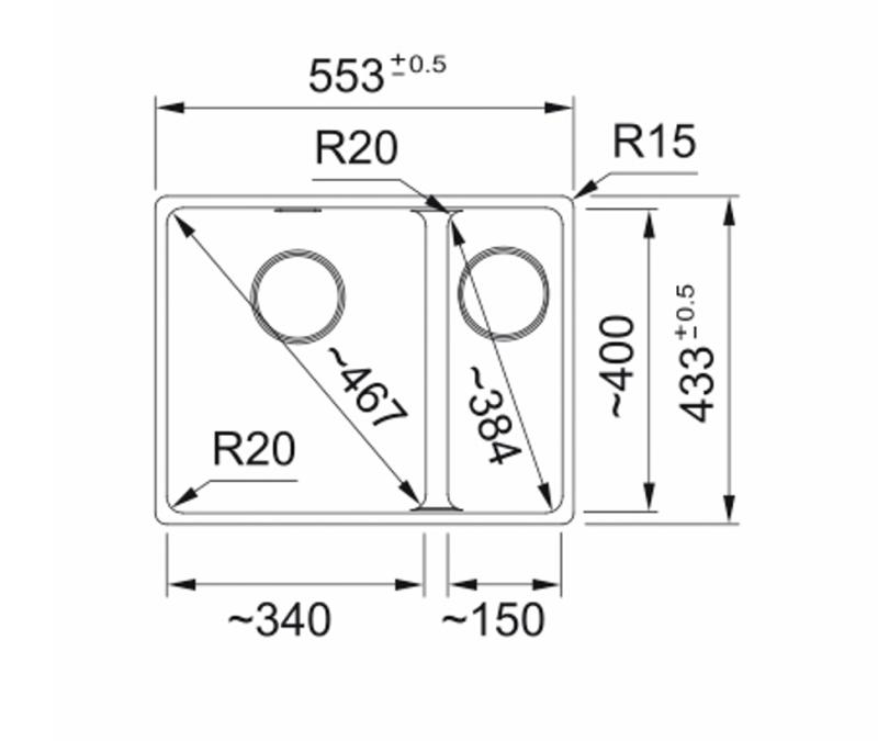 Franke Maris MRG 160-34-15 Fragranite Matt negru chiuvetă Cuva stânga montare de dedesubt