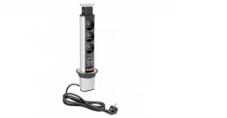 Indux Up & Down mica priză de pământ zincată argintie pentru bucătărie în blat cu 3 prize și 2 x USB 1208957842