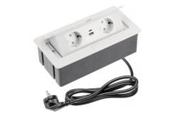 Indux Flip Medium priză de bucătărie cu împământare în blatul de lucru sau dulapul superior, albă, cu 2 prize și încărcătoare USB A+C 1208957847
