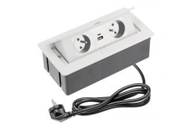 Indux Flip Medium prize de bucătărie cu împământare în blat sau dulap suspendat alb cu 2 prize și 2 încărcătoare USB 1208957849
