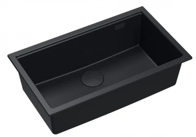 Cuadro Newport II, chiuvetă mare și adâncă, din granit, montată pe blat sau sub blat, chiuvetă neagră, dimensiuni 76x45, 1208957855.