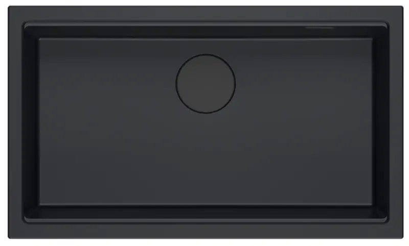 Cuadro Newport II, chiuvetă mare și adâncă, din granit, montată pe blat sau sub blat, chiuvetă neagră, dimensiuni 76x45, 1208957855.