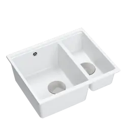 Quadri Newport II alb 1,5 chiuvetă granit, montare deasupra și sub blat, chiuvetă 555x460 1208957860.