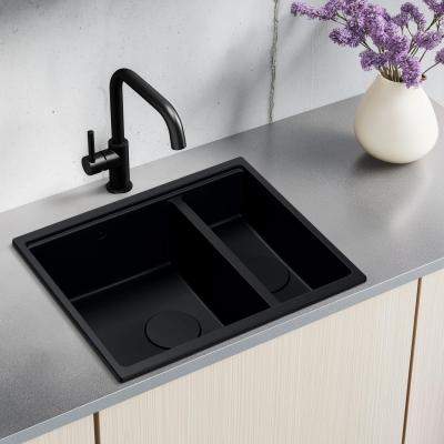 Quadri Newport II negru 1,5 chiuvetă granit suprafață și subchiuvetă montare 555x460 1208957861