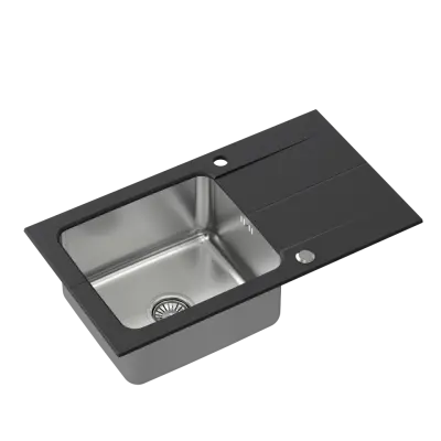Chiuvetă cu bază Quadri Fusion din oțel inoxidabil cu suprafață de scurgere din granit onix, reversibilă 78x44 1208957871.