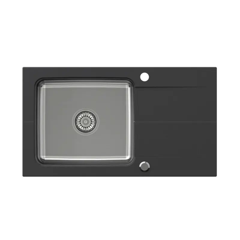 Chiuvetă cu bază Quadri Fusion din oțel inoxidabil cu suprafață de scurgere din granit onix, reversibilă 78x44 1208957871.