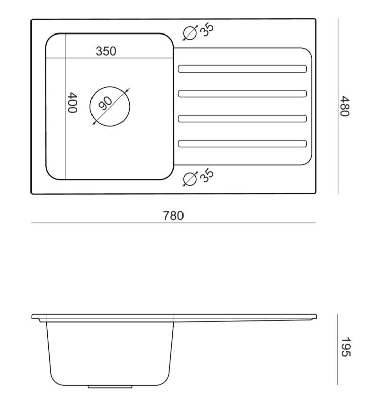 Quadri Fusion inbouw roestvrijstalen spoelbak met zwart granieten afdruipgedeelte 78x48 omkeerbaar 1208957875