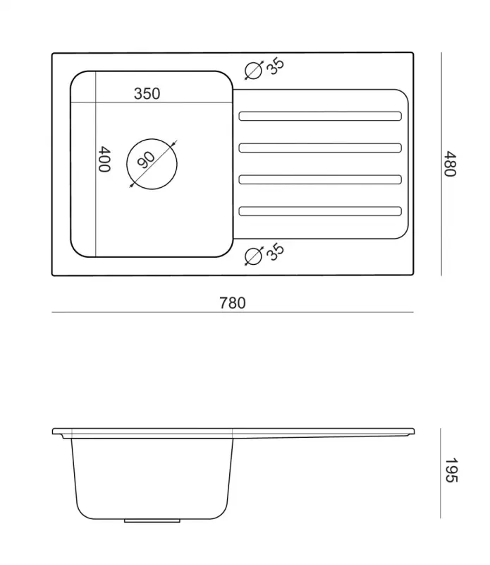 Chiuveta Quadri Fusion cu cadru din oțel inoxidabil și zonă de scurgere din granit de argint 78x48 reversibilă 1208957877.