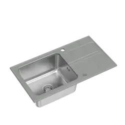 Cuva de inox cu adaos de granit de culoare argintie, cu sistemul Quadri Fusion, cu suprafață de scurgere de 78x43 cm, reversibilă. Cod produs: 1208957880.