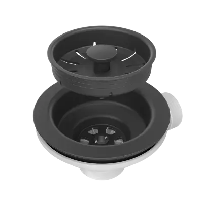 Quadri Set de scurgere pentru chiuvetă negru cu preaplin rotund pentru 1 chiuvetă 1208957899