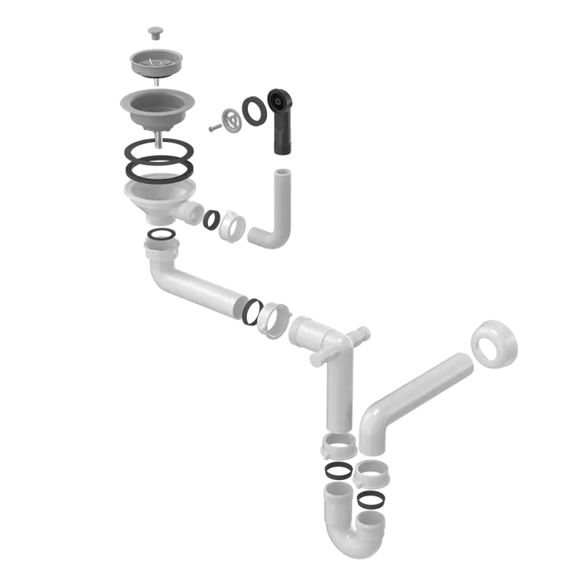 Quadri  Set de scurgere gri cu preaplin pentru o chiuvetă 1208957900