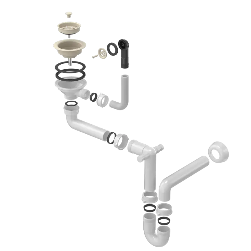 Quadri Set de scurgere cu preaplin pentru chiuvetă culoare nisip bej 1208957901