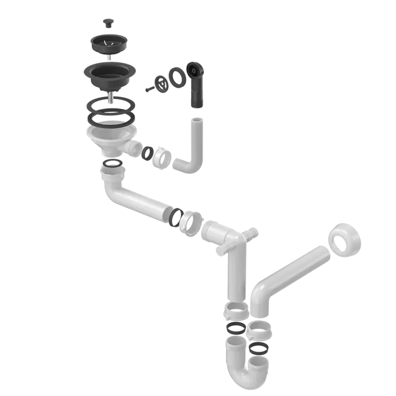 Quadri Set de scurgere dublu negru cu preaplin pentru chiuveta 1208957902