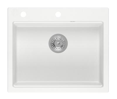 Chiuveta Quadri Durham albă din granit 595x500 cu dozator de săpun, tocător, covoraș rulant, lavoar încorporat și covoraș rulant 1208957903