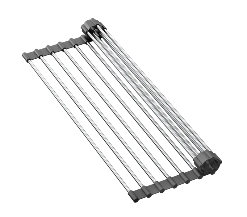 Chiuveta Quadri Durham albă din granit 595x500 cu dozator de săpun, tocător, covoraș rulant, lavoar încorporat și covoraș rulant 1208957903