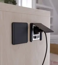 Priza de perete Indux Flip, mătăsoasă neagră, cu împământare, 2xUSB A, 1xRJ45 și conectare HDMI, negru 1208957915