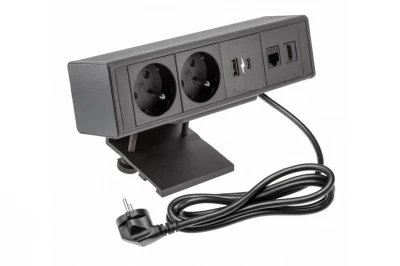 Birou sau masa Indux Desk cu priza de culoare neagră mată (2x), cu 1xUSB A, 1xUSB C, 1xRJ45 și 1xHDMI 1208957920