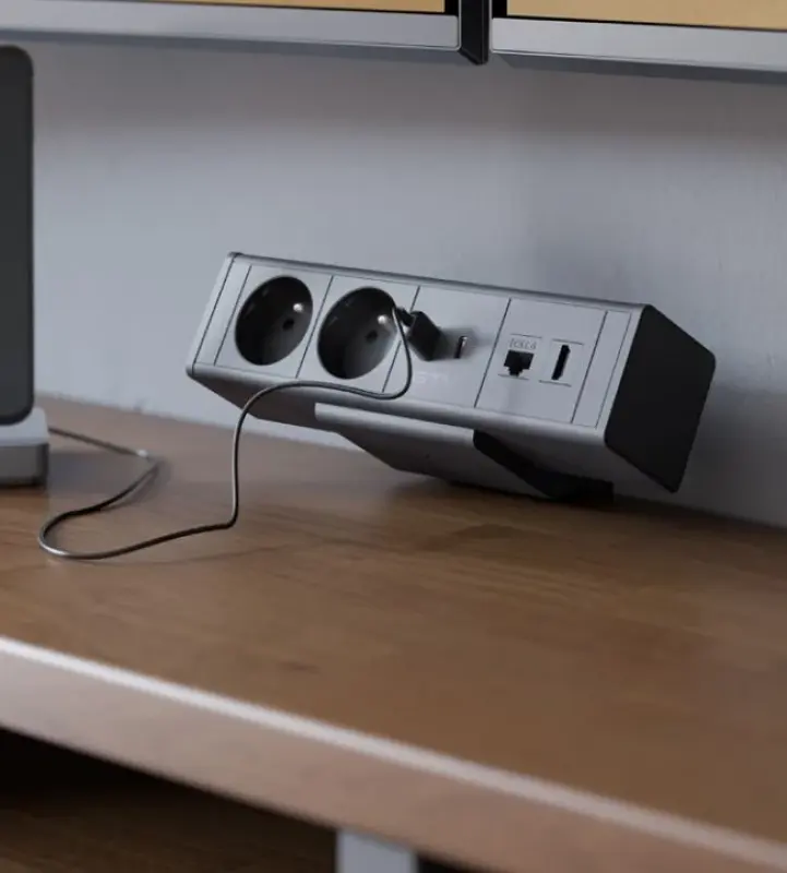 Birou sau masa Indux Desk cu priza de culoare neagră mată (2x), cu 1xUSB A, 1xUSB C, 1xRJ45 și 1xHDMI 1208957920