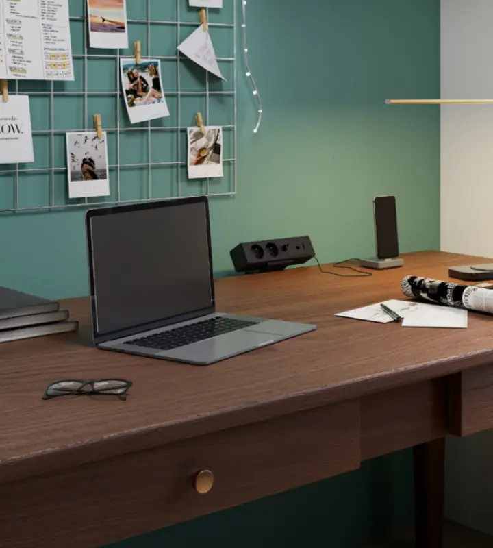 Birou sau masa Indux Desk cu priza de culoare neagră mată (2x), cu 1xUSB A, 1xUSB C, 1xRJ45 și 1xHDMI 1208957920