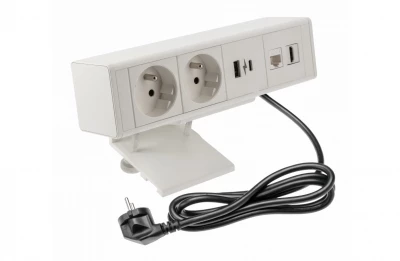Indux Desk birou sau masa mat alb priza de pamant (2x) cu 1xUSB A, 1xUSB C, 1xRJ45 și 1xHDMI 1208957921