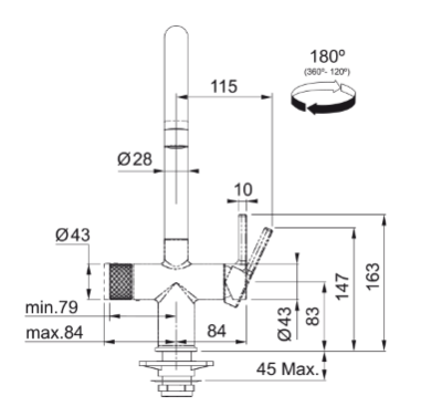 Franke Maris water hub 4L boiler 3-1 cu robinet mecanic de apă clocotită Twist crom 160.0705.687
