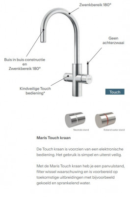 Franke Maris water hub 4L boiler 3-1 cu robinet electronic de apă fierbinte Touch din oțel inoxidabil 160.0702.531