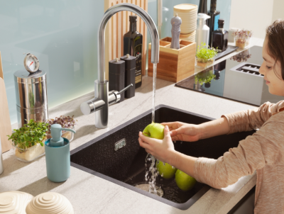 Franke Maris waterhub 4L boiler 3-1 cu robinet electronic de apă fierbinte Touch din inox cu set de amestecare waterhub 1208957943
