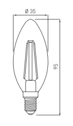 Lampă ovală cu LED-uri Decor Lumiere E14 Filament alb cald 2700K Sticlă de fum 35mm