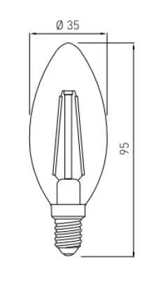 Lampă ovală cu LED-uri Decor Lumiere E14 Filament alb cald 2700K Sticlă de fum 35mm