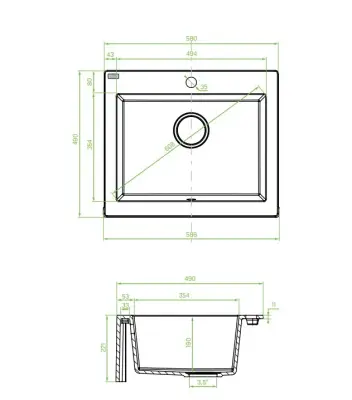 Ferma Aquadesign între sau deasupra chiuvetei de granit bej nisip 58x49cm 1208958164.