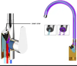 Aquadesign Filter robinet de bucătărie cromat cu racord de apă filtrată cu 3 căi  1208958194