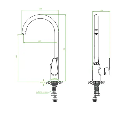 Aquadesign Filter robinet de bucătărie cromat cu racord de apă filtrată cu 3 căi  1208958194