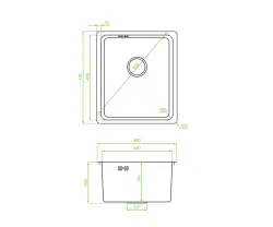 Aquadesign R25 este un chiuvetă de oțel cu montaj suprapus, subblat și supraîncorporat, cu dimensiunile de 34x40cm, cod de produs 1208958201.